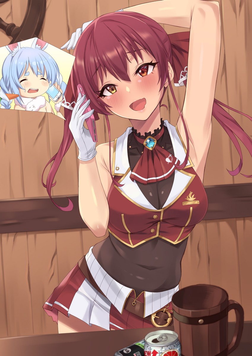 houshou marine, usada pekora, and don-chan (hololive) drawn by pm_tii_(matuko1024)