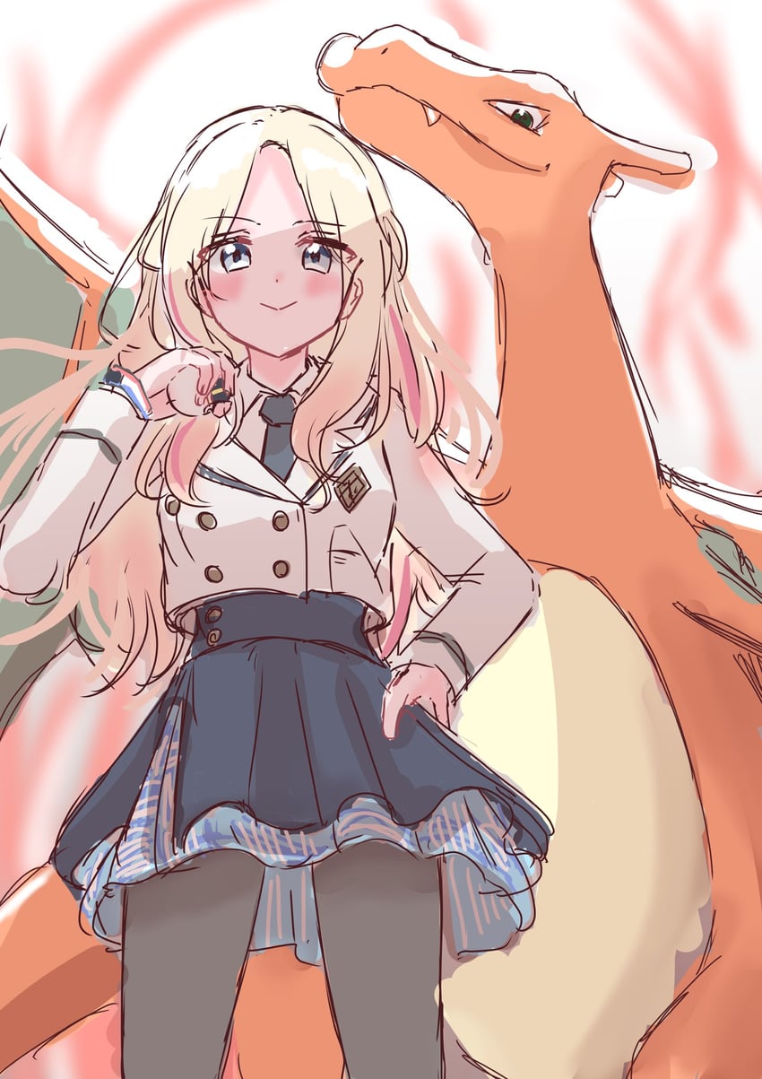 charizard and juo sena (pokemon and 2 more) drawn by ojiramiiiii