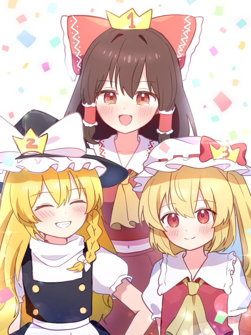 hakurei reimu, kirisame marisa, and flandre scarlet (touhou) drawn by nene_man