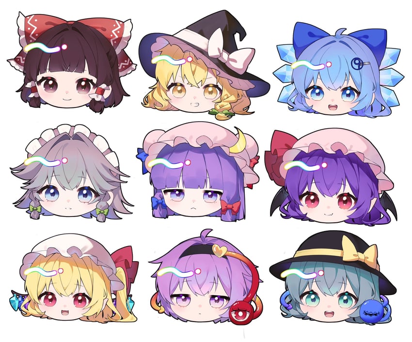hakurei reimu, kirisame marisa, remilia scarlet, flandre scarlet, izayoi sakuya, and 4 more (touhou) drawn by ko_gyoku