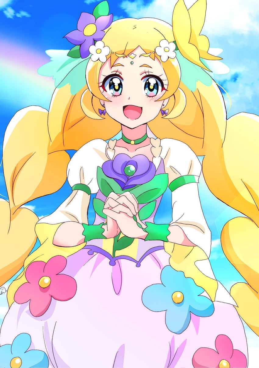 inukai iroha, cure friendy, and cure felice (precure and 2 more) drawn by momotarouooi