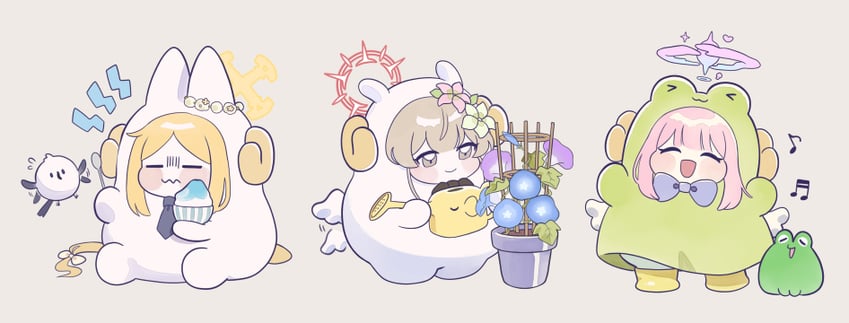 mika, seia, and nagisa (blue archive) drawn by ekoru