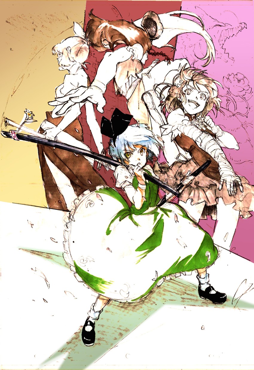 konpaku youmu, hong meiling, ibaraki kasen, and watatsuki no yorihime (touhou) drawn by mtmy
