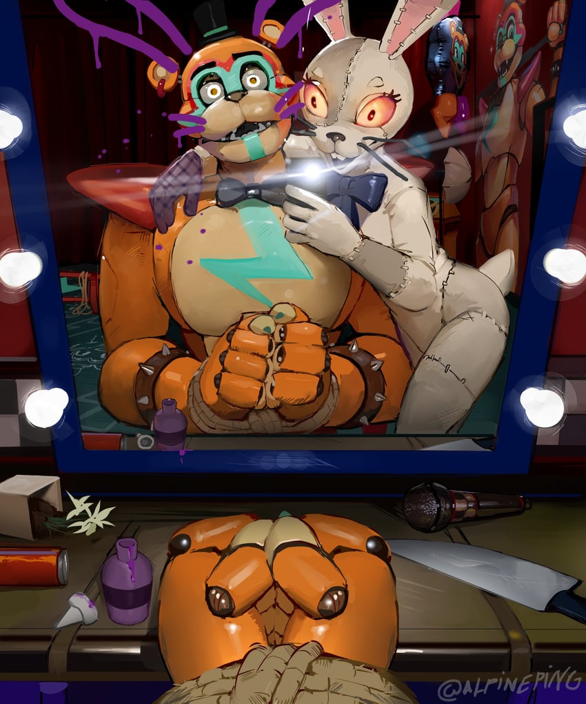 glamrock freddy and vanny (five nights at freddy's and 1 more) drawn by alpineping