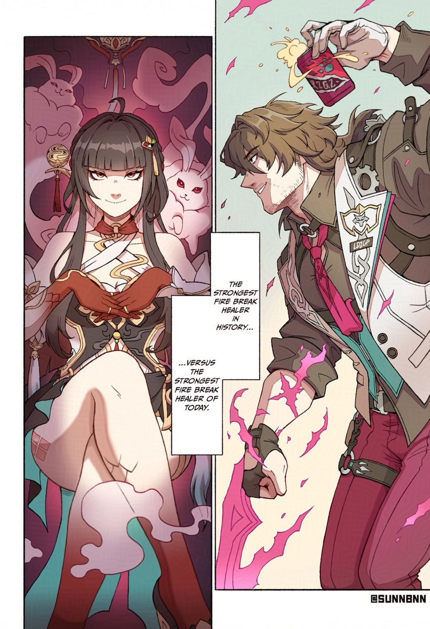 lingsha and gallagher (honkai and 2 more) drawn by sunnbnn
