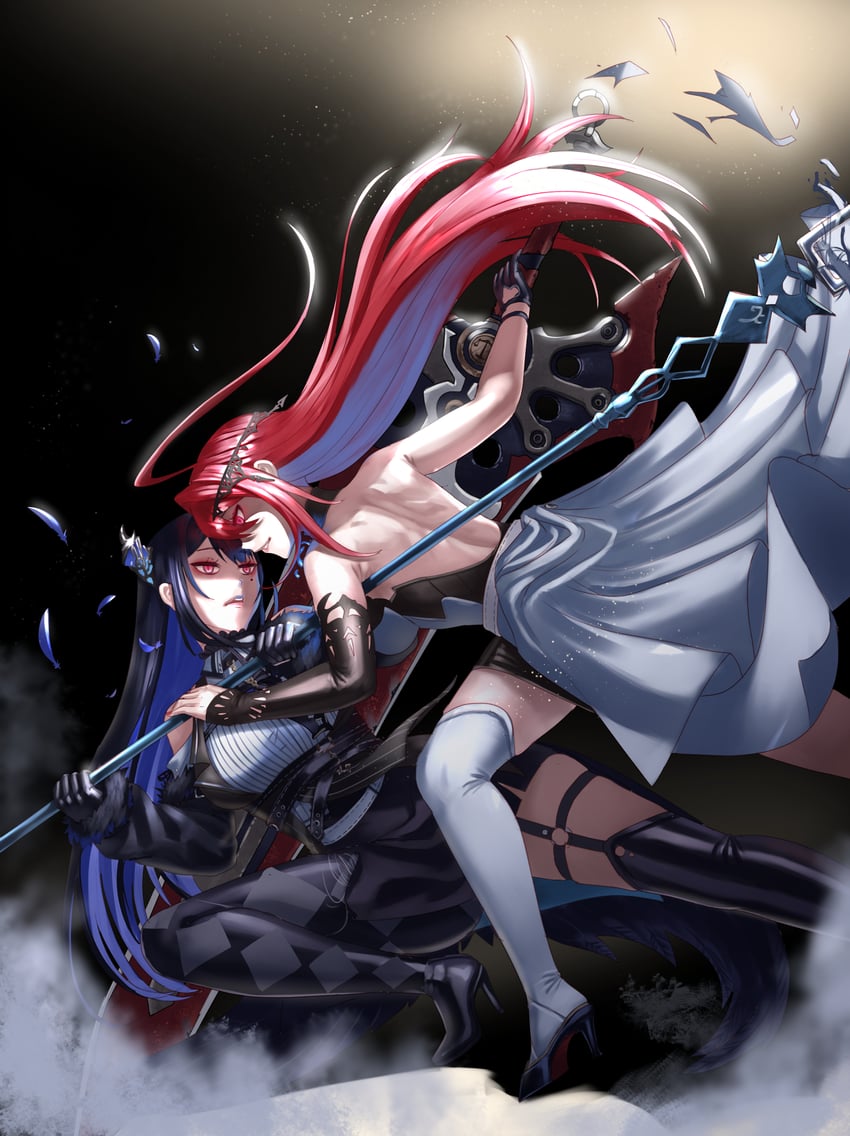 nerissa ravencroft and elizabeth rose bloodflame (hololive and 1 more) drawn by hikienlaventana
