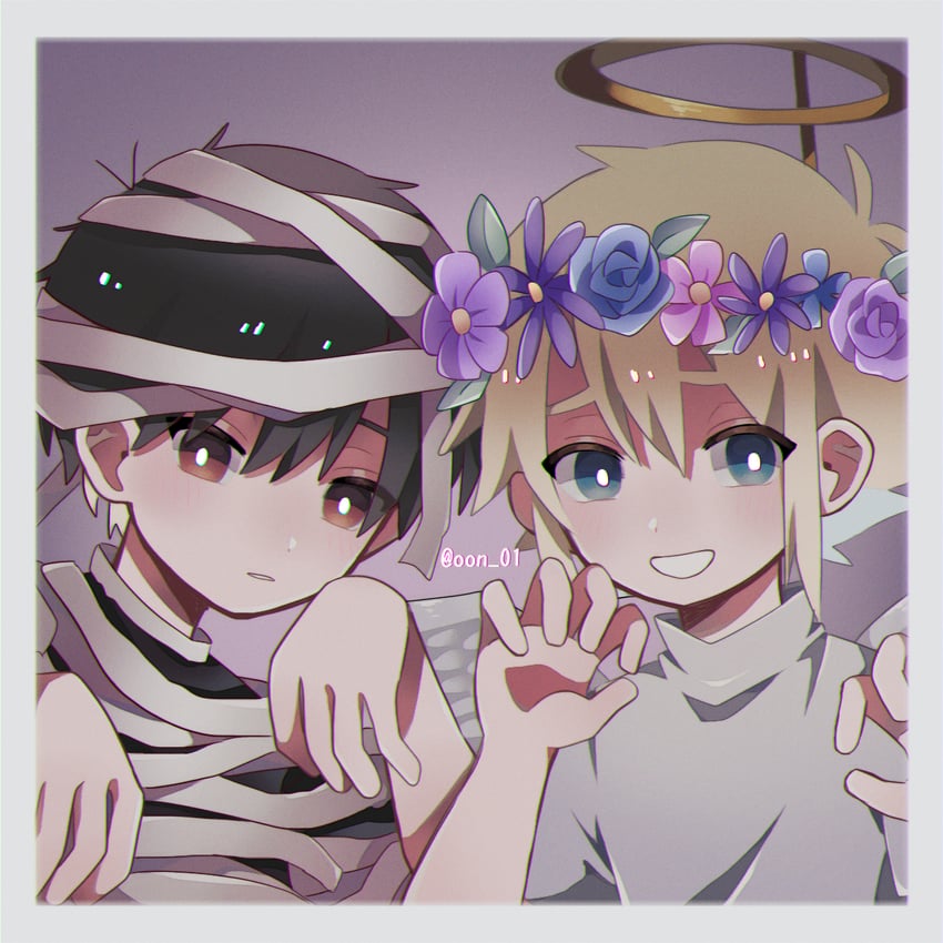sunny and basil (omori) drawn by amane_(ama_yzk00)