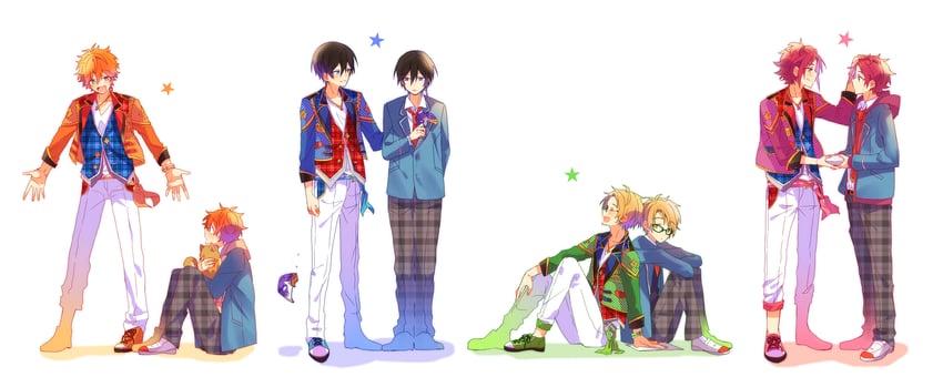 isara mao, akehoshi subaru, yuuki makoto, and hidaka hokuto (ensemble stars!) drawn by zu_tonatuyasumi