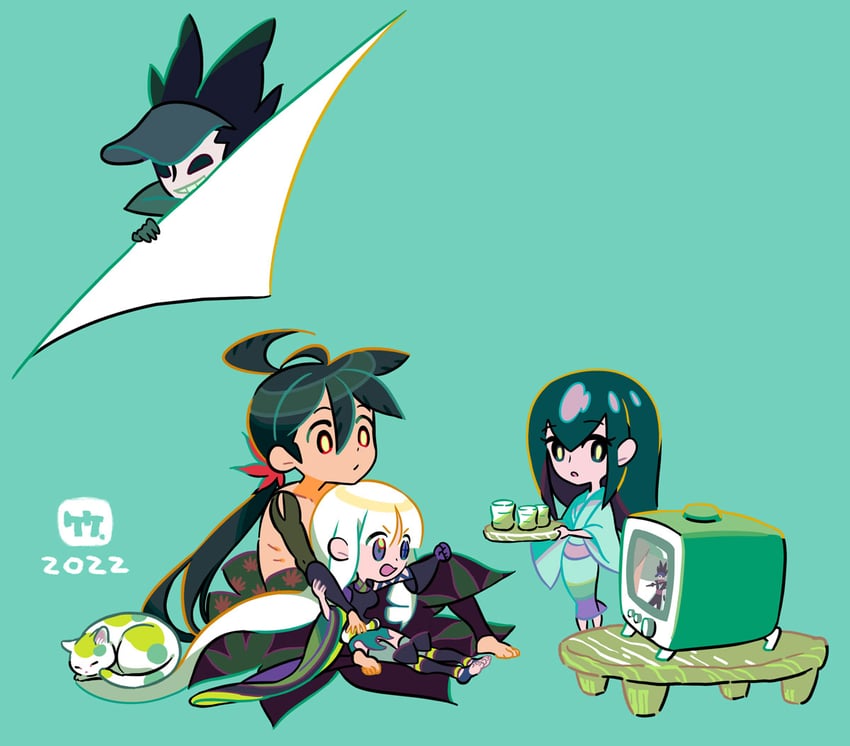 togame, yasuri shichika, yasuri nanami, and maniwa koumori (katanagatari) drawn by take_(takegarou)