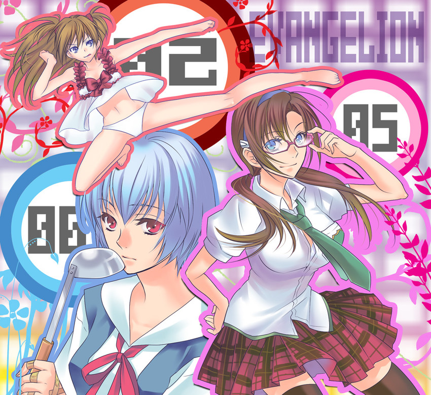 souryuu asuka langley, ayanami rei, and makinami mari illustrious (neon genesis evangelion and 2 more) drawn by kanou_ayumi