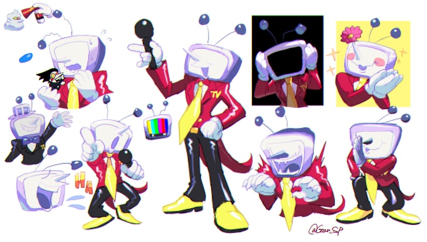 spamton g. spamton and ant tenna (deltarune) drawn by guruo_(gur_sp)