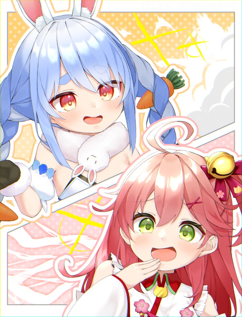 usada pekora, sakura miko, and don-chan (hololive) drawn by pon_kichi