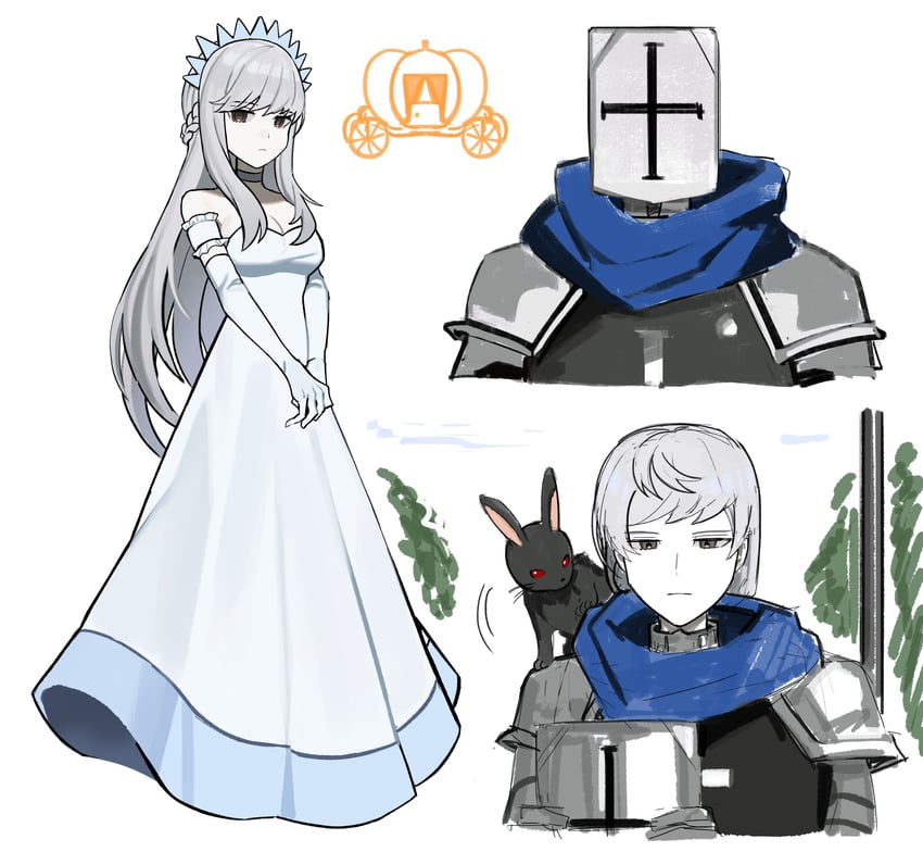 cinderella, izu, and prayer master (black souls) drawn by asdf1211950