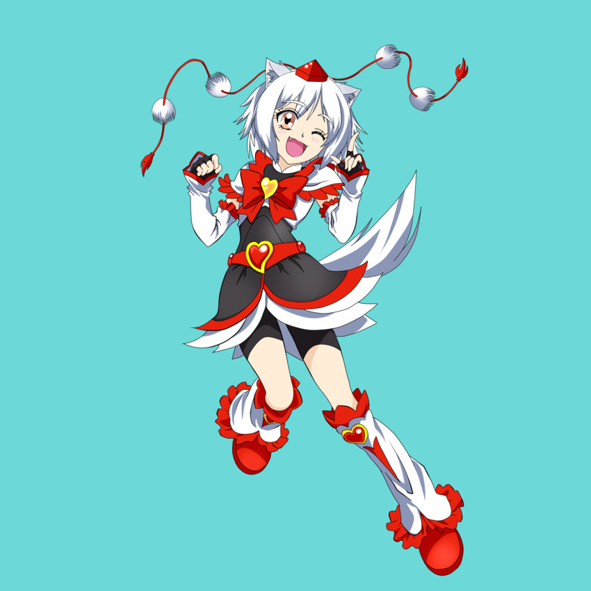 inubashiri momiji and cure bloom (touhou and 2 more) drawn by ltd_border
