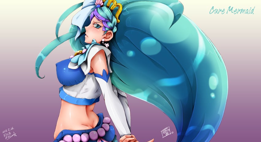 kaidou minami and cure mermaid (precure and 1 more) drawn by meteo_snow