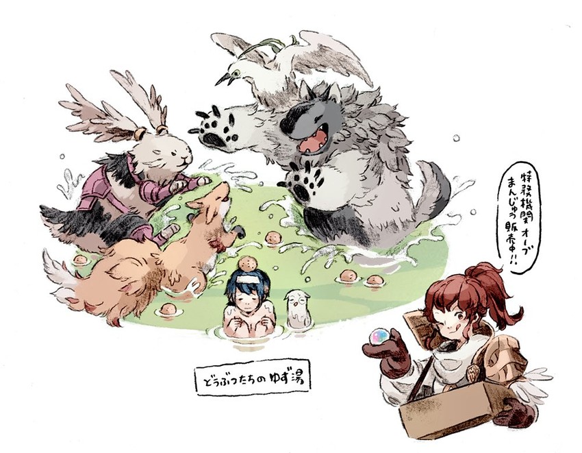 anna, alfonse, feh, selkie, velouria, and 2 more (fire emblem and 5 more) drawn by luce-in-the-sky