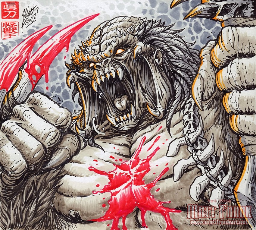 predator and king kong (godzilla and 6 more) drawn by matt_frank