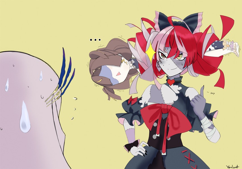 kureiji ollie, pavolia reine, and anya melfissa (hololive and 1 more) drawn by voidsent_oni