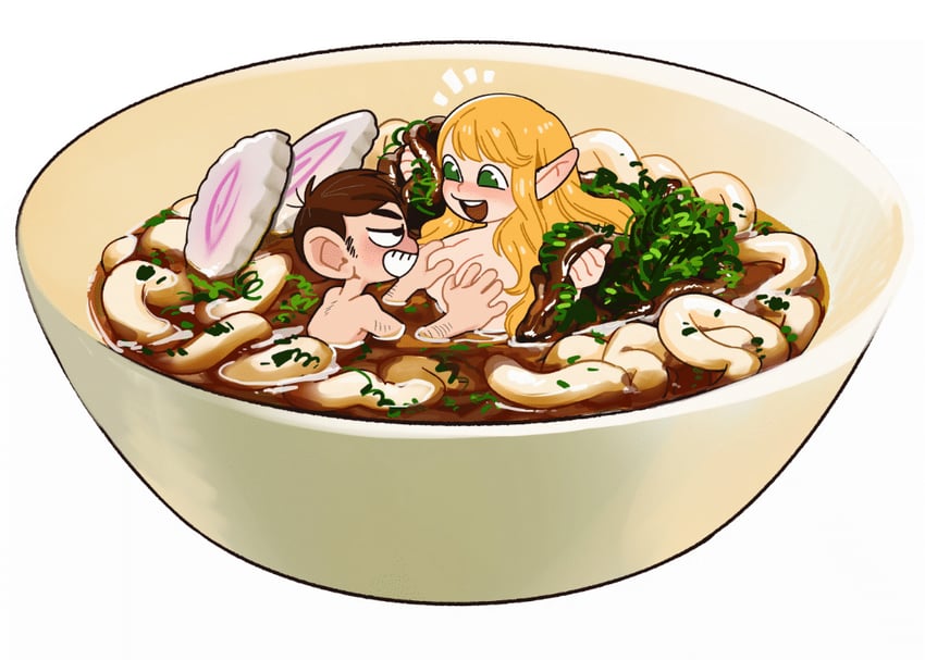 marcille donato and chilchuck tims (dungeon meshi) drawn by aatom87
