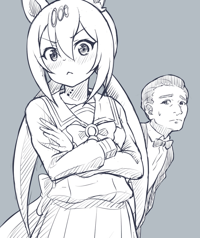 shima and saitou shinji (umamusume and 4 more) drawn by kusaba_(kusabashiki)