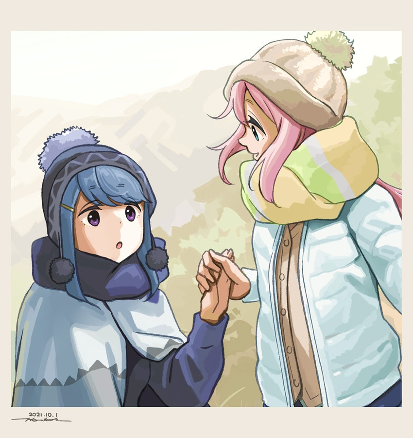 shima rin and kagamihara nadeshiko (yurucamp) drawn by horikou