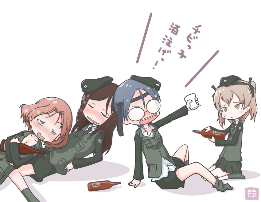 shimada arisu, azumi, rumi, and megumi (girls und panzer) drawn by adachi_fumio