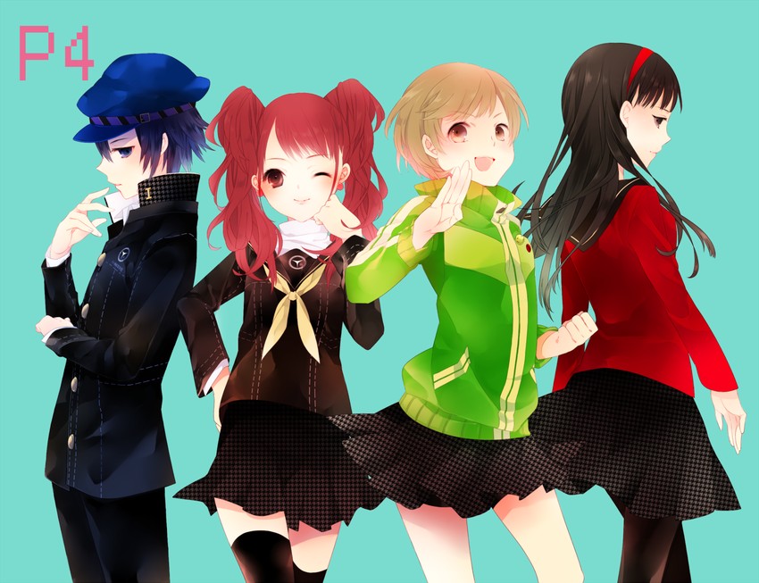 shirogane naoto, satonaka chie, kujikawa rise, and amagi yukiko (persona and 1 more) drawn by petitbisou