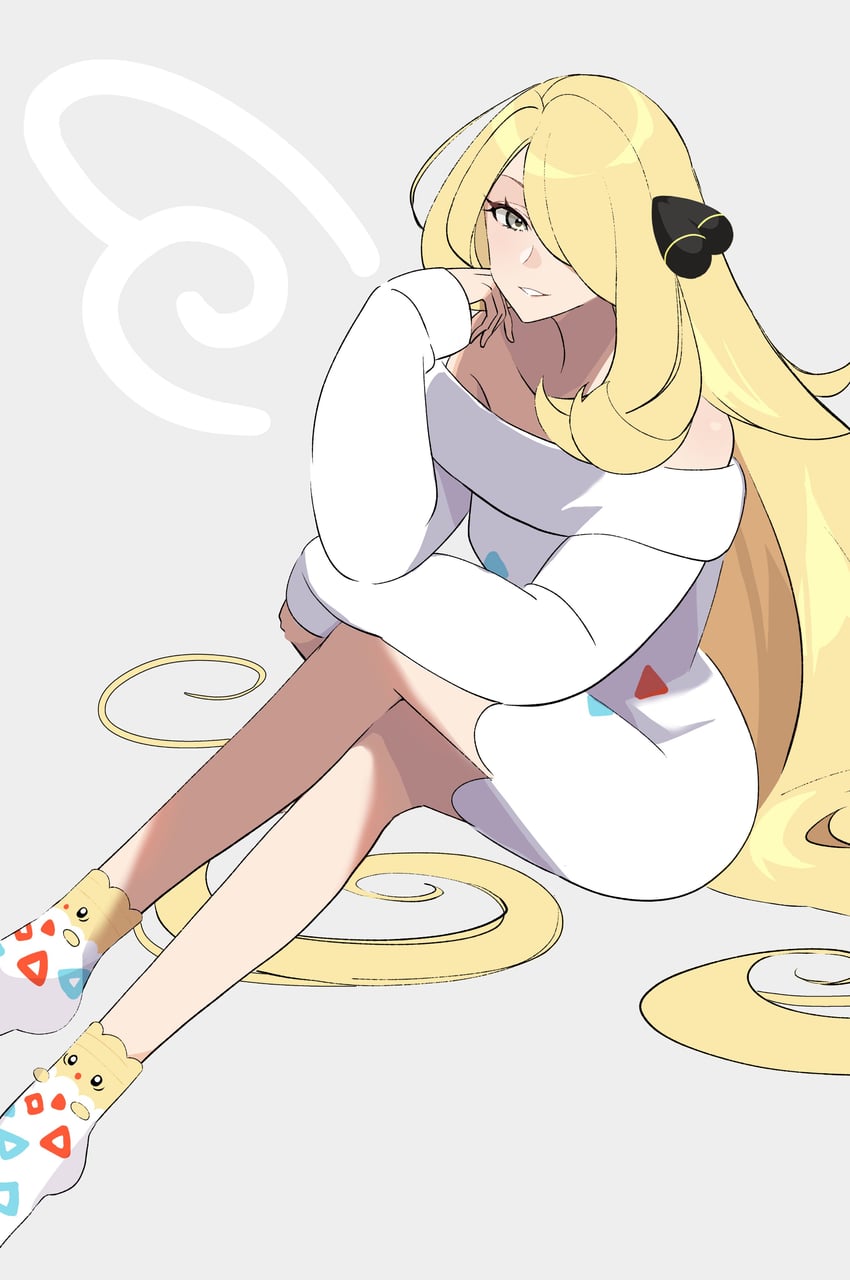 cynthia and togepi (pokemon and 1 more) drawn by mijukuma