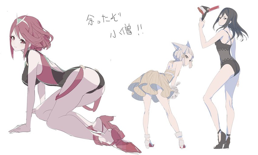 pyra, nia, and morag ladair (xenoblade chronicles and 1 more) drawn by tsubo_(hcc6qqcp347q)