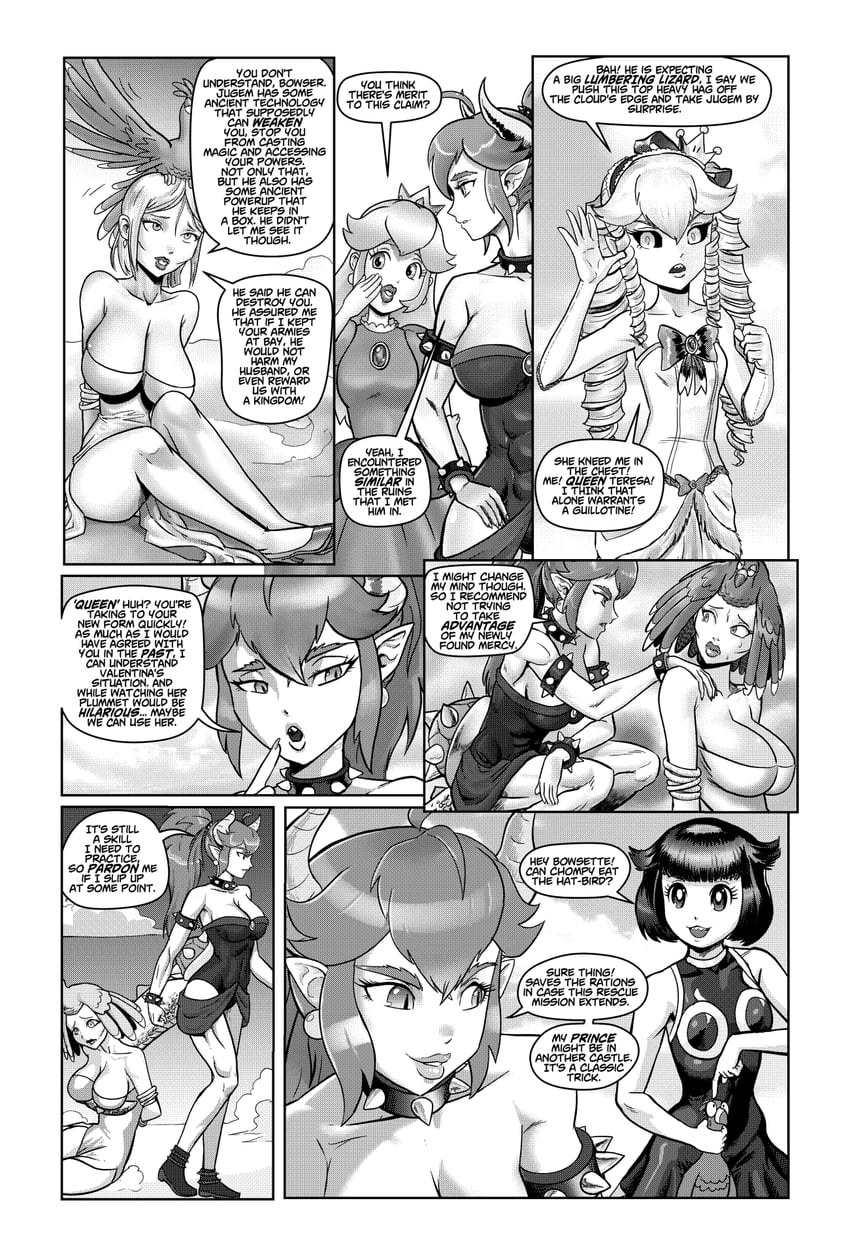 princess peach, bowsette, princess king boo, princess chain chomp, and valentina (mario and 3 more) drawn by tony_kuusisto