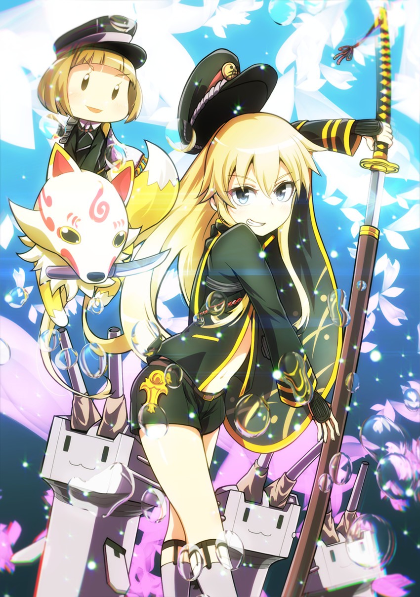 shimakaze, rensouhou-chan, fairy, hotarumaru, maeda toushirou, and 1 more (kantai collection and 1 more) drawn by tanashi_(mk2)