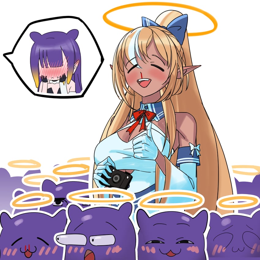 ninomae ina'nis, shiranui flare, and takodachi (hololive and 1 more) drawn by massiveyog