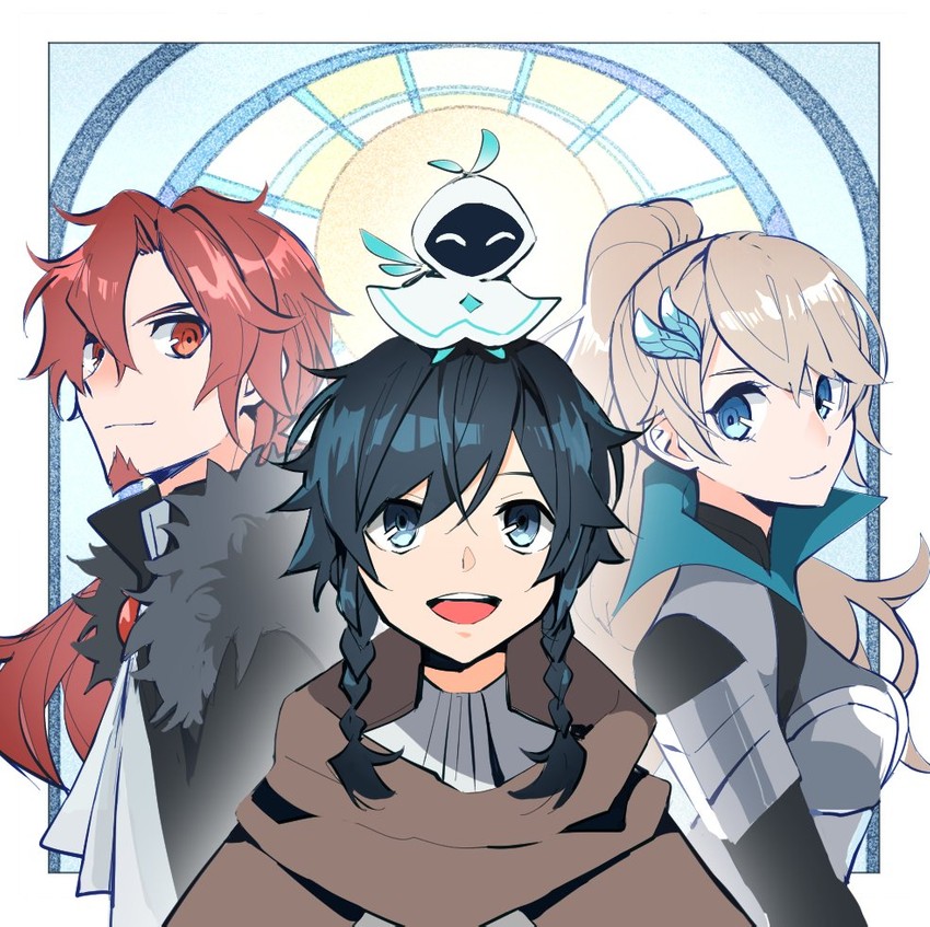 venti, barbatos, and nameless bard (genshin impact) drawn by rome_romedo