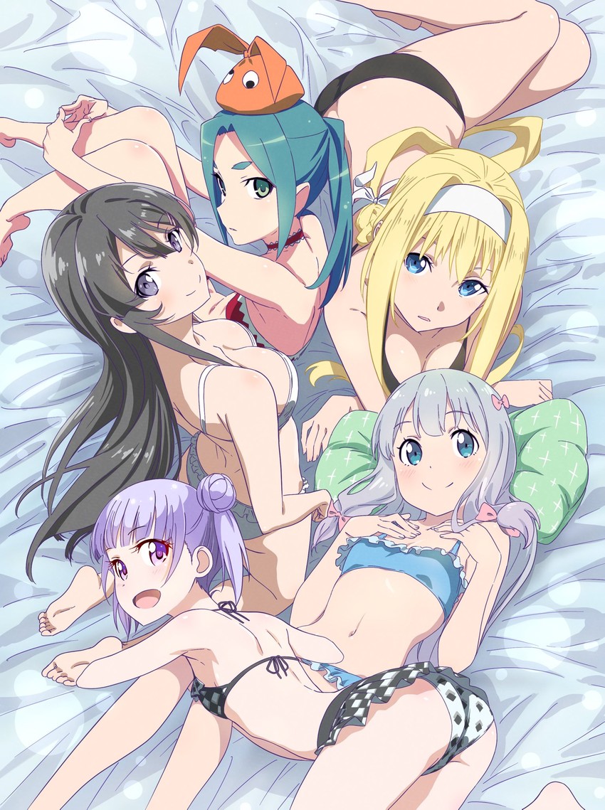 izumi sagiri, sakurajima mai, suzukaze aoba, alice zuberg, and ononoki yotsugi (monogatari and 6 more) drawn by makicha_(sasurainopink)