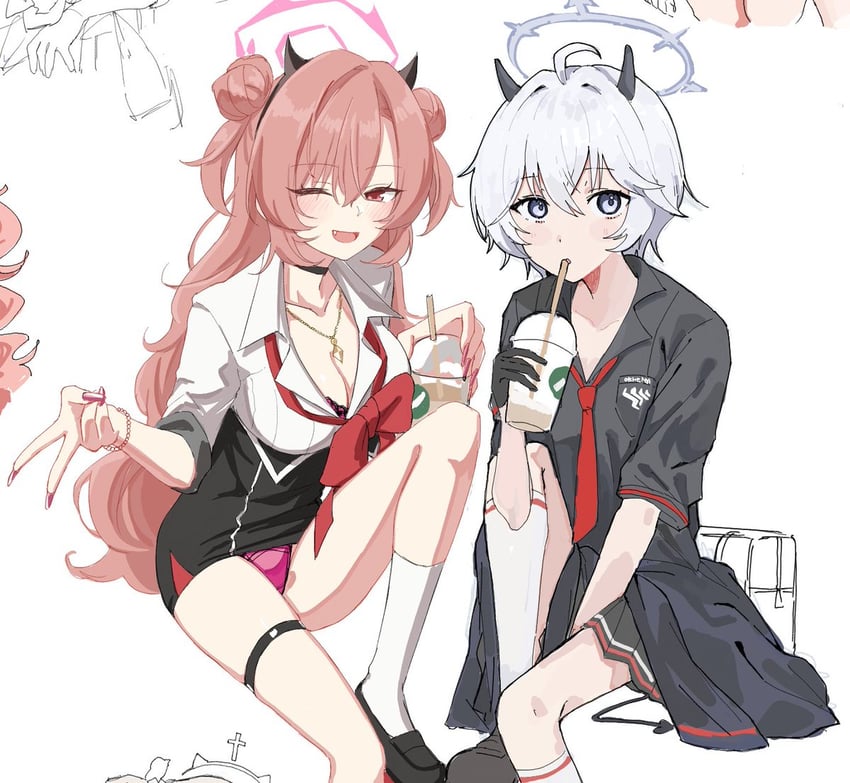 kirara and erika (blue archive) drawn by flame_tsukushi and haruharu_sensei