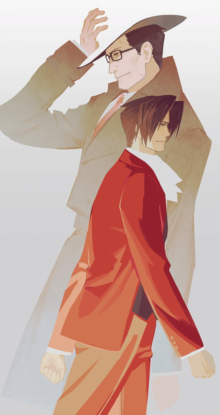 miles edgeworth and gregory edgeworth (ace attorney and 1 more) drawn by 7zhby