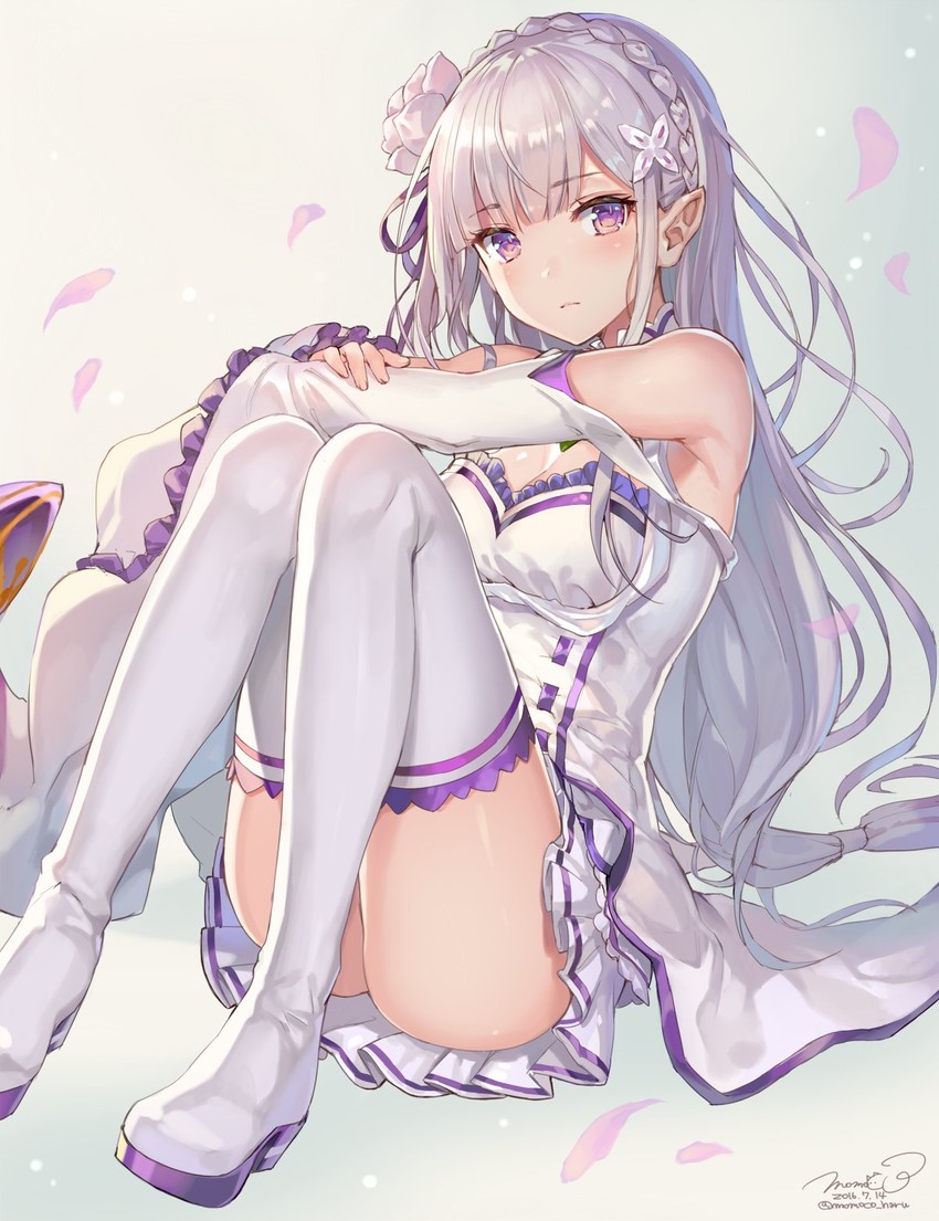 emilia (re:zero kara hajimeru isekai seikatsu) drawn by momoko_(momopoco)