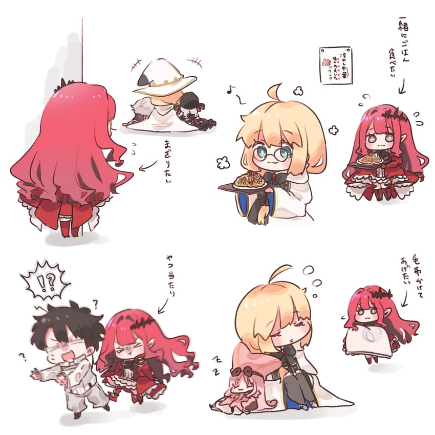 fujimaru ritsuka, baobhan sith, jack the ripper, nursery rhyme, aesc, and 1 more (fate and 1 more) drawn by shigure_(ffrh7824)