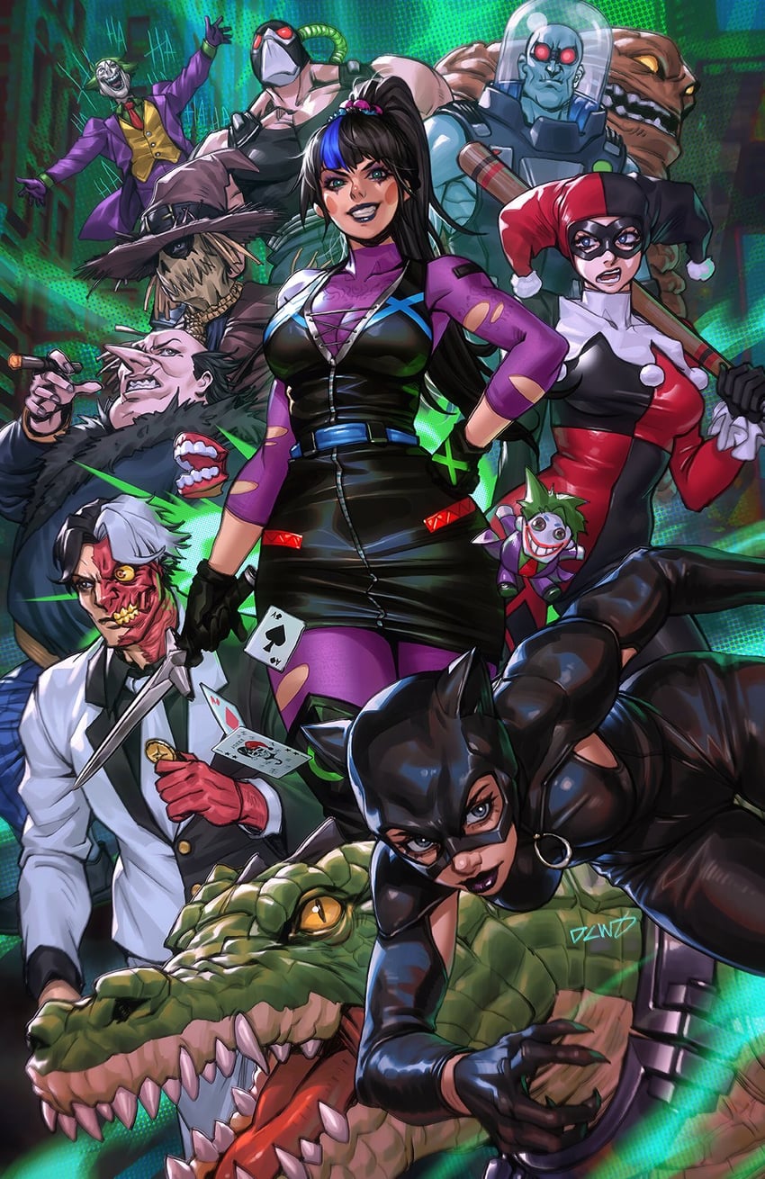 harley quinn, joker, catwoman, selina kyle, bane, and 7 more (dc comics and 1 more) drawn by dcwj