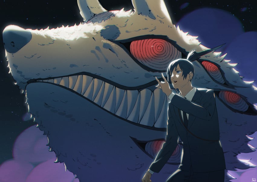 hayakawa aki and fox devil (chainsaw man) drawn by pinoj0214