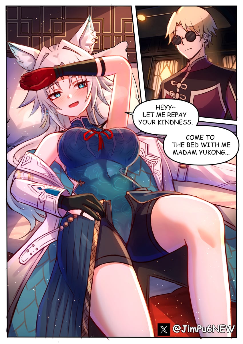 feixiao and skott (honkai and 1 more) drawn by jimpu6