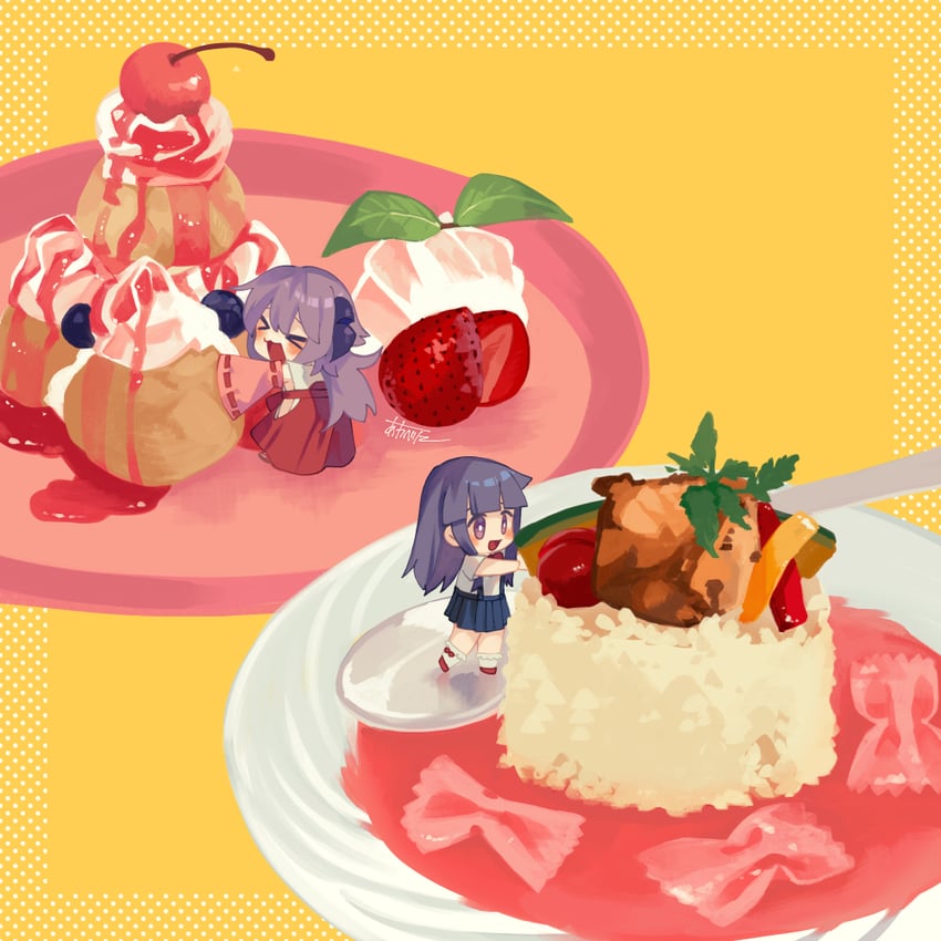 furude rika and hanyuu (higurashi no naku koro ni) drawn by momotarekawa