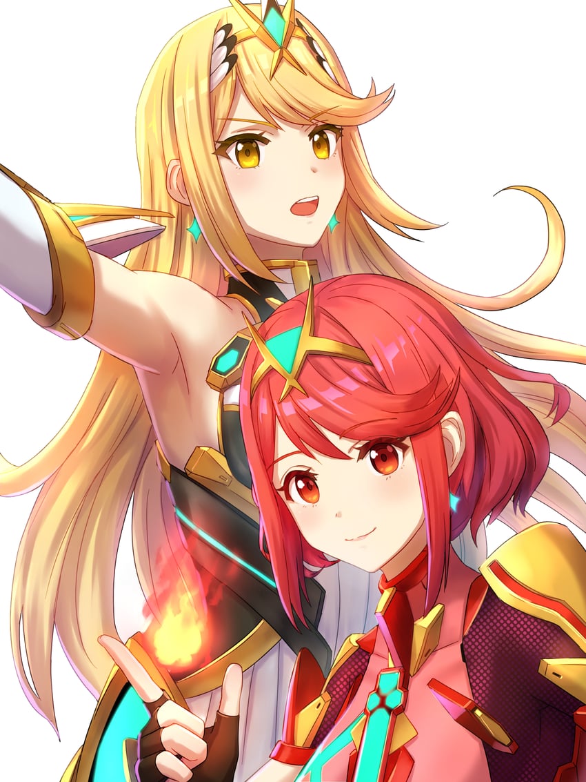 pyra and mythra (xenoblade chronicles and 2 more) drawn by shouhei
