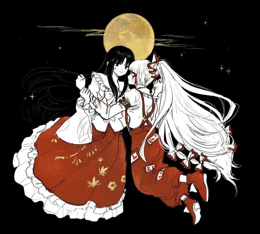 fujiwara no mokou and houraisan kaguya (touhou) drawn by subaru_(user_tmwv7722)