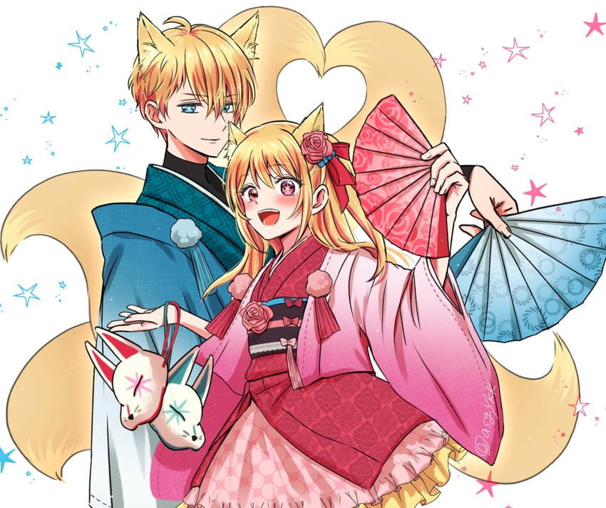 hoshino ruby and hoshino aquamarine (oshi no ko) drawn by asgykk