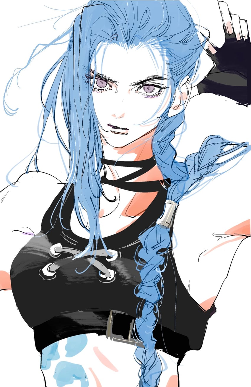 jinx and arcane jinx (league of legends and 1 more) drawn by needbee_r