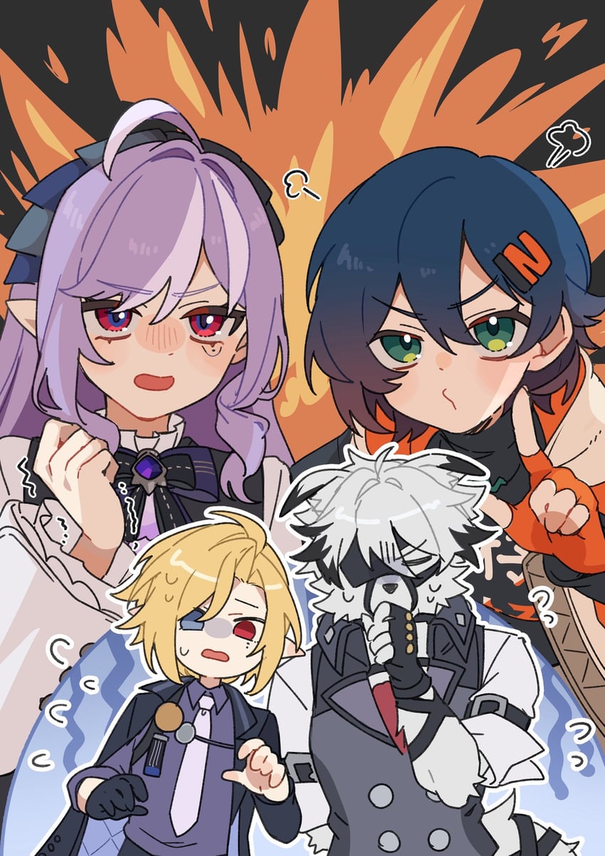belle, vivian banshee, von lycaon, and hugo vlad (zenless zone zero) drawn by chawarabi