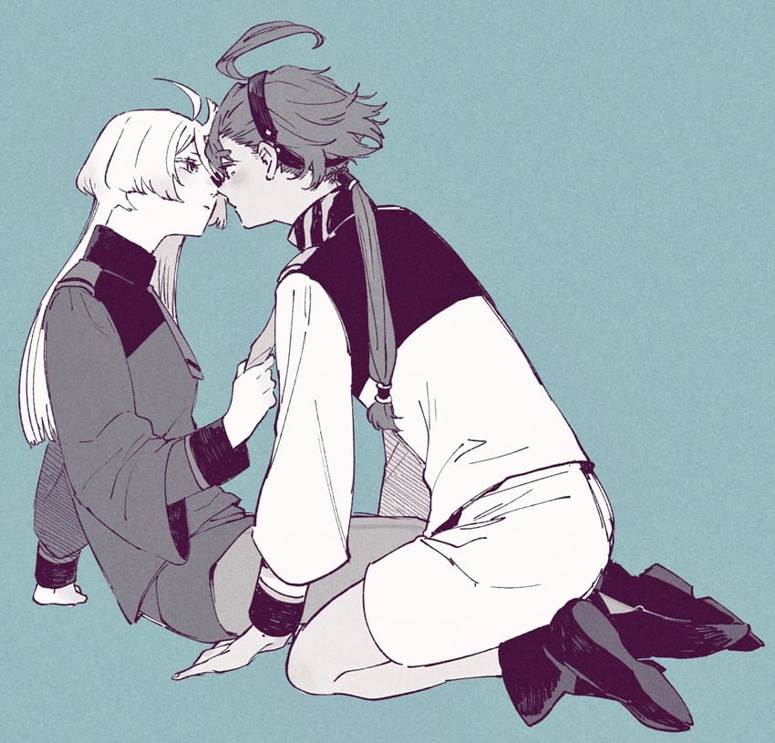 suletta mercury and miorine rembran (gundam and 1 more) drawn by oosawa_yayoi