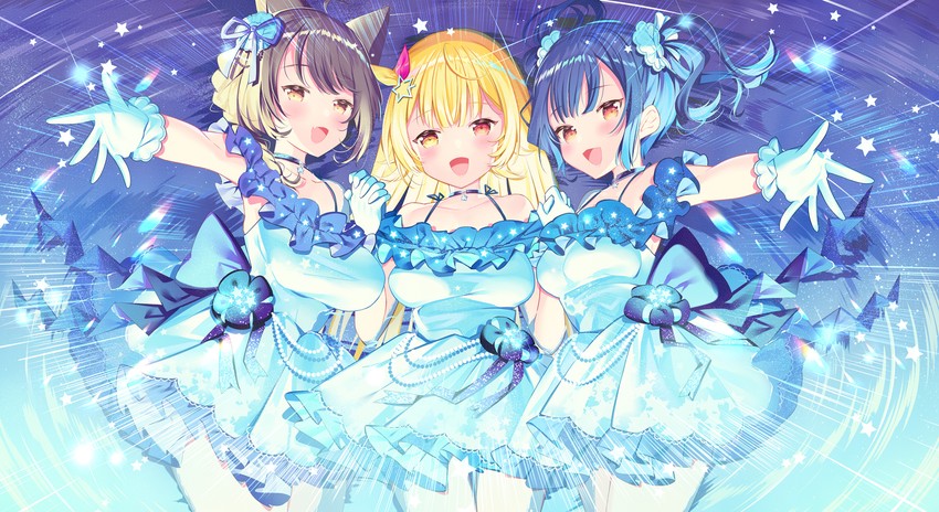 hoshikawa sara, yamagami karuta, and fumi (nijisanji) drawn by ikari_(aor3507)