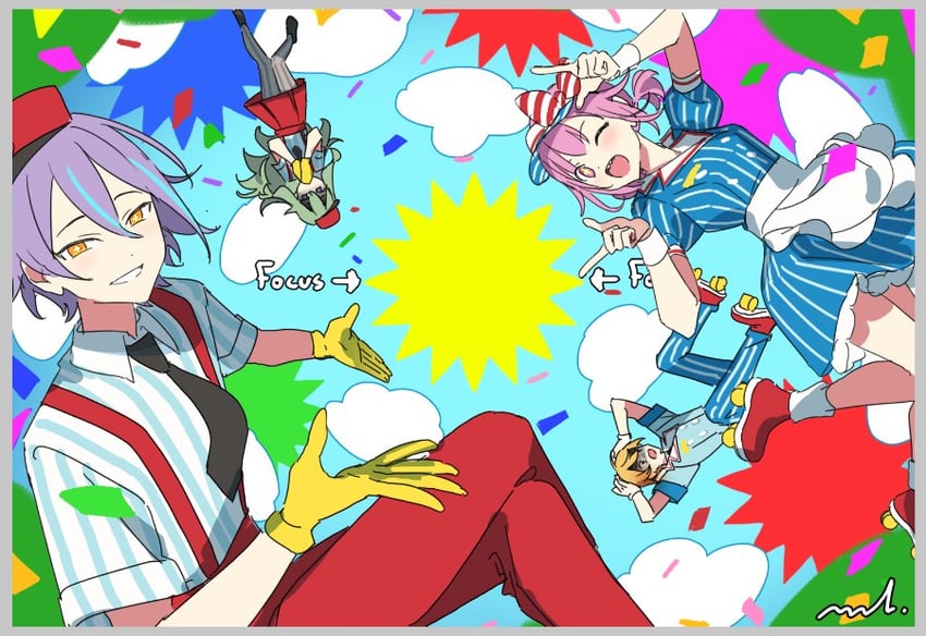 ootori emu, tenma tsukasa, kusanagi nene, and kamishiro rui (project sekai and 1 more) drawn by memel